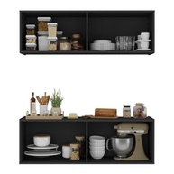 Kit Armário de Cozinha com Balcão 4 Portas – Design Moderno e Resistente em MDP Preto - imagem 4