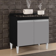 Balcão para Cooktop 80cm Flórida Preto/Cinza – 2 Portas Lumil - imagem 1