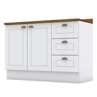 Balcão para Cozinha Emily 3 Gavetas 2 Portas Branco – Moderno e Funcional - imagem 1