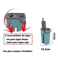 Flat Mop com Balde e Rodo - Esfregão Giratório 360° com Refil 6L Branco - imagem 5