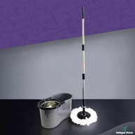 Mop com Balde Giratório Cesto Inox 9L - Esfregão Lava e Seca com 2 Refis Microfibra - imagem 3