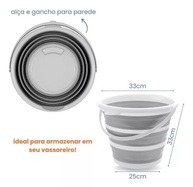 Balde Dobrável Retrátil 10L em Silicone – Com Suporte de Parede e Alça Reforçada | Ideal para Casa e Apartamentos - imagem 2