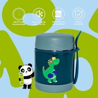 Pote Térmico Infantil 320ml com Garfo de Bambu - Aço Inox Seguro e Livre de BPA - imagem 3