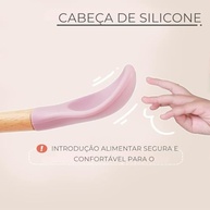 Kit Talheres Infantis Silicone com Cabo de Bambu - Garfo e Colher Seguros para Bebês - imagem 5