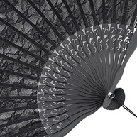 Ventilador Dobrável Chinês de Renda em Seda e Bambu - Estilo Vintage para Festas e Decoração - imagem 5