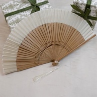 Ventoinha Dobrável Clássica 38cm em Seda de Bambu - Leque Elegante para Festas e Decoração - imagem 3