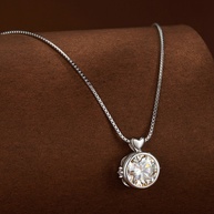 Colar Moissanita 1ct Coração e Círculo em Prata 925 - Bamoer - imagem 2