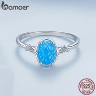 Anel Prata 925 Coroa Opala Azul Bamoer - imagem 2