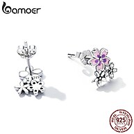 Brinco de Prata Rosa com Flor – Elegância e Qualidade Bamoer - imagem 2