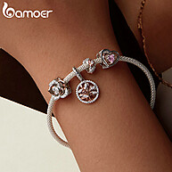 Charme Árvore da Vida em Prata 925 com Coração Rosa - Bamoer - imagem 2