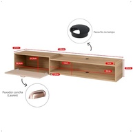 Rack Bancada Parede Home Supremo para TV 55" com Nicho e Puxador Concha Moderno - imagem 4
