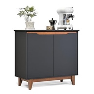 Aparador Moderno 2 Portas Flow Preto - Bancada para Sala, Cozinha ou Cantinho do Café - imagem 4