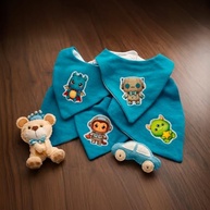 5 babadores, bandana 100% algodão para meninos e meninas, conjunto absorvente macio para dentição e baba - imagem 4
