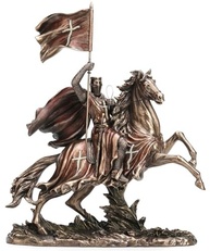Cavaleiro Medieval Templário com Bandeira Veronese 77709 - Decoração Histórica e Simbólica - imagem 2
