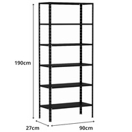 Estante de Aço Preta com 6 Bandejas | 190x90x27cm | Organize Livros e Objetos com Estilo - imagem 3