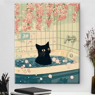 Pôster Japonês de Gato na Banheira | Decoração Moderna 20x25cm - imagem 2