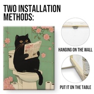 Arte de Parede Gato Engraçado em Tela 20x25cm - Decoração Estética para Banheiro e Apartamento - imagem 4
