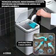 Lixeira Inteligente 20L com Sensor Automático - Ideal para Banheiro, Cozinha e Escritório - imagem 5