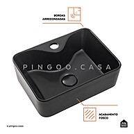 Cuba de Apoio Retangular Slim 40cm Preto Fosco – Elegância e Praticidade no Banheiro - imagem 2