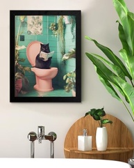 Pôster Engraçado Gato no Vaso - Arte de Parede para Banheiro com Estética Moderna - imagem 3