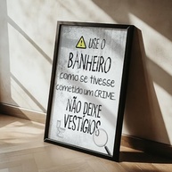 Quadro Decorativo Banheiro Crime - Frase Engraçada em Moldura Preto e Branco para Decoração Divertida - imagem 5