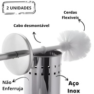 Kit com 2 Escovas Sanitárias Premium em Aço Inox Cromado - Design Moderno e Durável para Banheiro - imagem 3