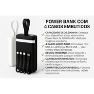 Power Bank 20000mAh: Carregador Portátil Turbo com 4 Cabos Embutidos e Carga Rápida - imagem 4