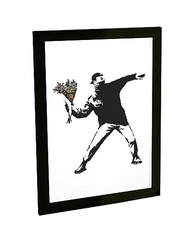 Quadro Decorativo A4 Banksy Flower Thrower - Arte Urbana para Sua Casa - imagem 2