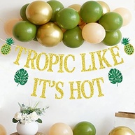 Faixa Tropic Like It's Hot Banner, decorações de festa havaiana Luau, Tropic Like It's Hot para festa havaiana Luau, despedida de solteira tropical, decorações de festa de praia Bach glitter dourado - imagem 3