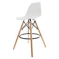 Banqueta Alta Eiffel Branca com Base de Madeira Wood - imagem 1