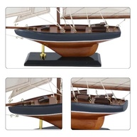 Modelo de Barco à Vela Columbia 1901 - Réplica Náutica em Madeira 38 cm | Decoração Vintage para Casa e Presente Elegante - imagem 5