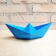 Estatueta Barquinho Origami M em Azul Claro - Arte 3D Moderna para Decoração - imagem 5