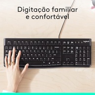 Teclado com fio USB Logitech K120, Resistente à Respingos, Barra de Espaço Curva, Compatível com PC e Notebook, Layout ABNT2 - imagem 2