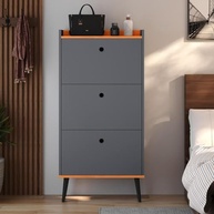Sapateira Vertical com 3 Gavetas Basculantes - Design Retrô Cinza/Cinamomo | RPM Móveis - imagem 5