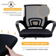 Cadeira de Escritório Detroit com Encosto Mesh e Base Cromada - Conforto Ergonômico 360° - imagem 4