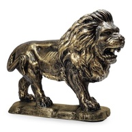 Leão Andando Em Pé - Estátua Decorativa Dourada com Base Luxuosa - imagem 5