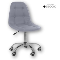 Cadeira de Escritório Eiffel Botonê Cinza – Base Giratória Ajustável com Encosto Reclinável - imagem 4