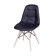 Cadeira Eames Eiffel Botone Preta com Base em Madeira - Design Moderno e Conforto - imagem 2
