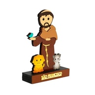 Imagem Infantil São Francisco de Assis em MDF 16cm | Base Decorativa com Animais | Presente Religioso Inspirador - imagem 5