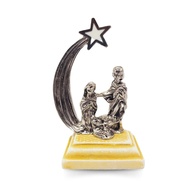 Mini Presépio Natalino em Metal com Base de Mármore - Lembrancinha Decorativa de Luxo - imagem 1