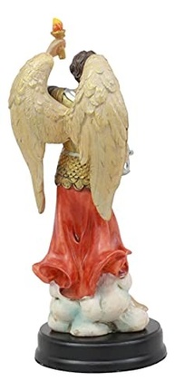 Estátua de São Uriel Arcanjo em Madeira com Base de Latão - 14cm | Decoração Cristã para Altar - imagem 5