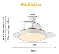 Ventilador de Teto com Luz LED e Controle Remoto - Air Basic com Pás Retráteis - imagem 4