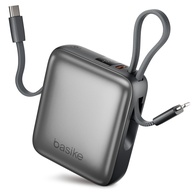 Carregador Portátil Basike 10000mAh: Mini Power Bank 22.5W com Cabos Integrados para iPhone, Samsung e Mais (Cinza) - imagem 1