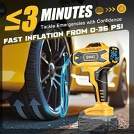 Inflador de Pneu Portátil Sem Fio 160PSI - Compatível com Bateria Dewalt 20V | Compressor de Ar Automático para Carros, Motos e Bicicletas - imagem 4