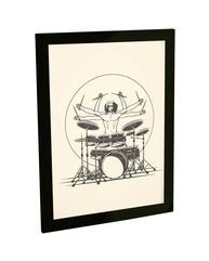 Quadro Decorativo A3 Bateria Homem Vitruviano Baterista - Arte Moderna com Moldura - imagem 1