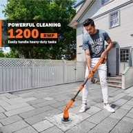 Esfregão Elétrico 20V com 2 Baterias - Potente para Pisos, Paredes e Áreas Externas | 8 Cabeças de Escova e Cabo Telescópico - imagem 3