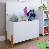 Baú Infantil Organizador de Brinquedos com Pé de Madeira Maciça Branco - Kids - imagem 1