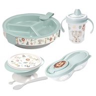 Kit Alimentação Bebê Safari 4 Peças - Prato Térmico + Tigela + Pote + Caneca com Tema Animal - imagem 1