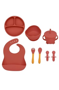Kit Introdução Alimentar Bebê 8 Peças Premium em Silicone Seguro - Sem BPA, Atóxico, com Colher, Garfo, Copo e Mais - imagem 1