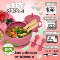 Kit de Introdução Alimentar para Bebê 8 Peças em Silicone - Seguro, Completo e Prático (Rosa Bebê) - imagem 5